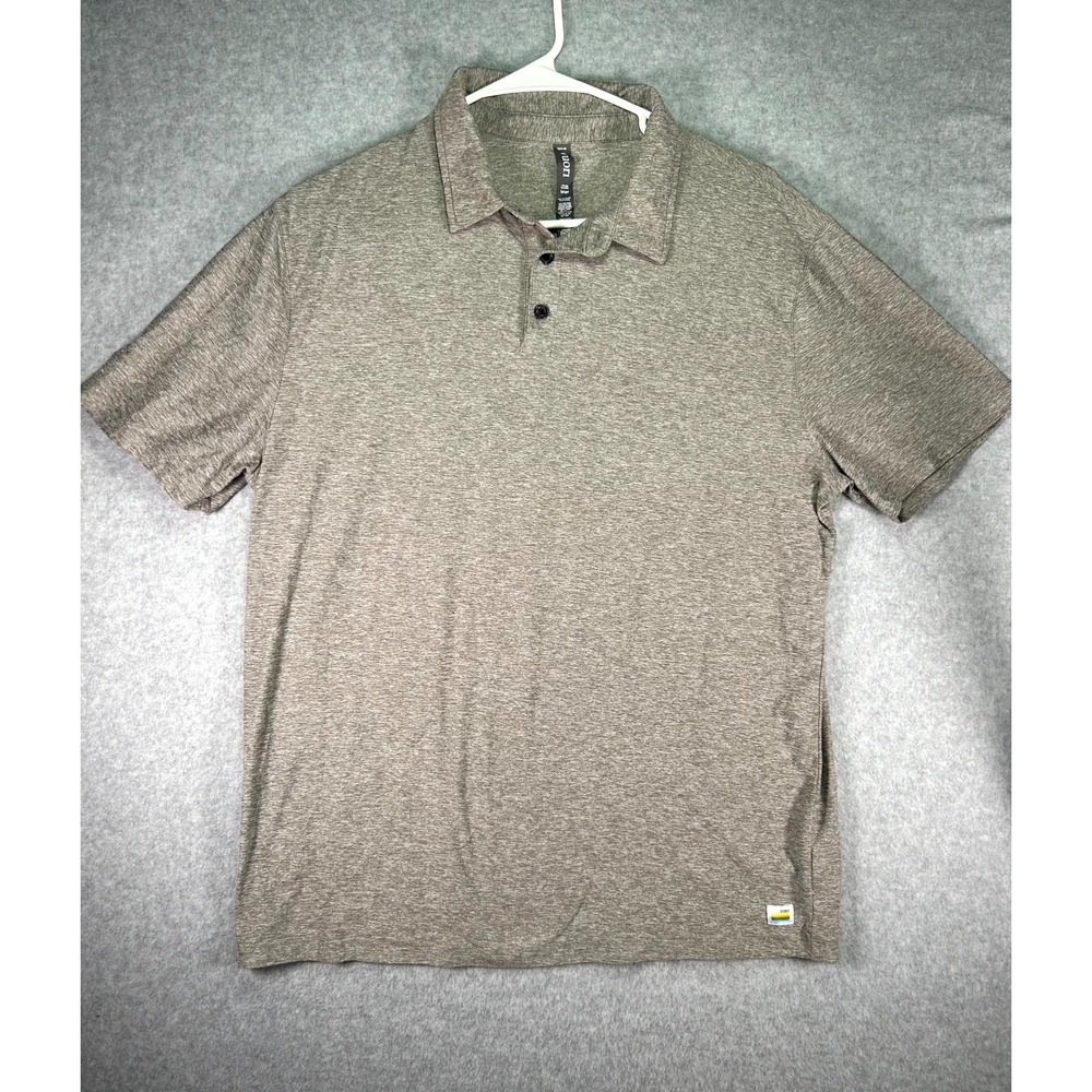 Vuori Strato Tech Polo Shirt Mens Large Heather Gray Stretch Tennis Performance